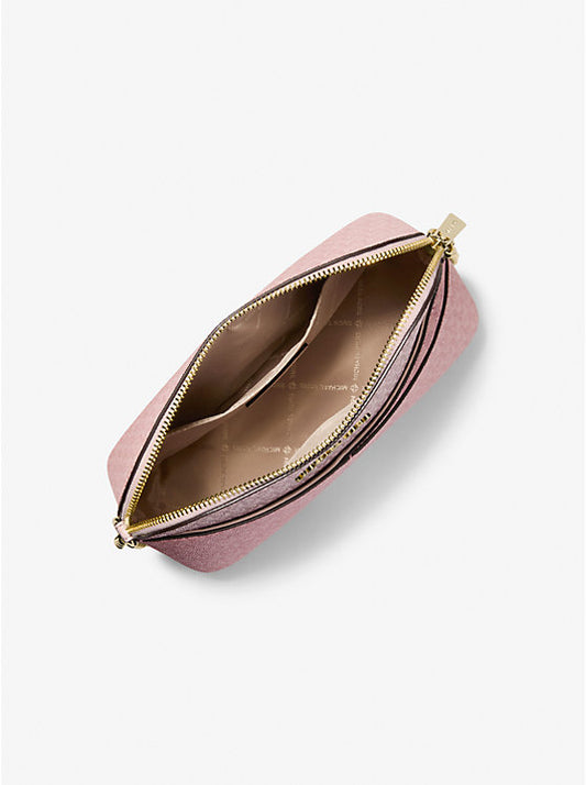 Jet Set Travel Medium Color-Block Signature Logo Crossbody Bag Pink