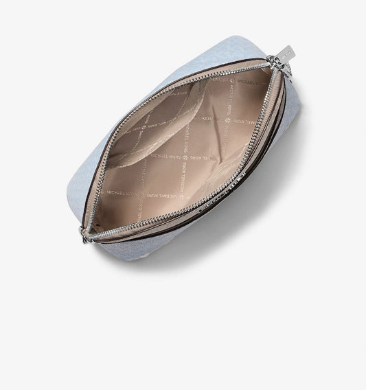 Jet Set Travel Medium Color-Block Signature Logo Crossbody Bag Blue