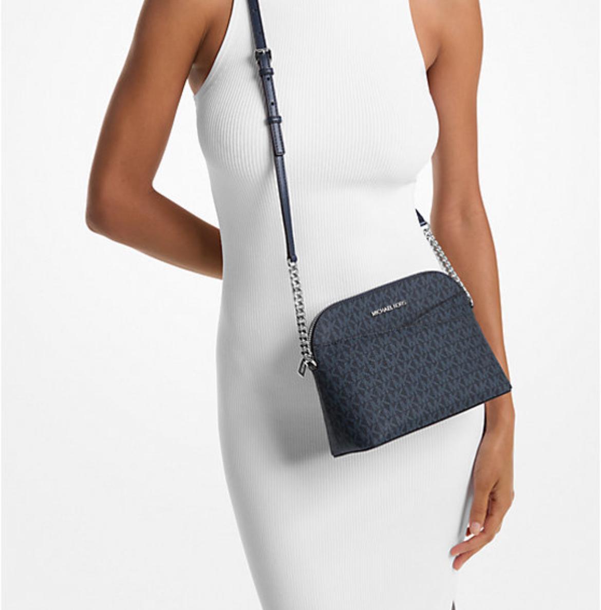 Jet Set Travel Medium Color-Block Signature Logo Crossbody Bag Black
