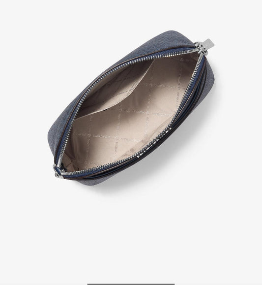 Jet Set Travel Medium Color-Block Signature Logo Crossbody Bag Black