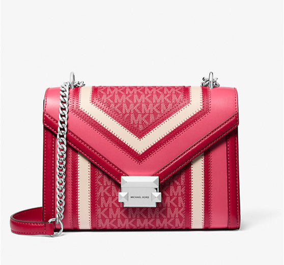 Whitney Medium Color-Block and Signature Logo Shoulder Bag Pink