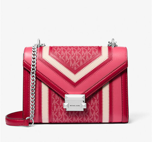 Whitney Medium Color-Block and Signature Logo Shoulder Bag Pink