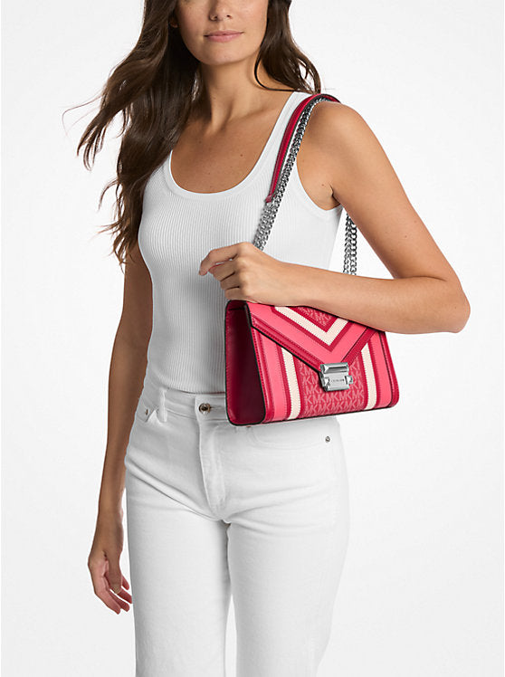 Whitney Medium Color-Block and Signature Logo Shoulder Bag Pink
