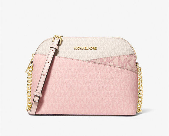Jet Set Travel Medium Color-Block Signature Logo Crossbody Bag Pink