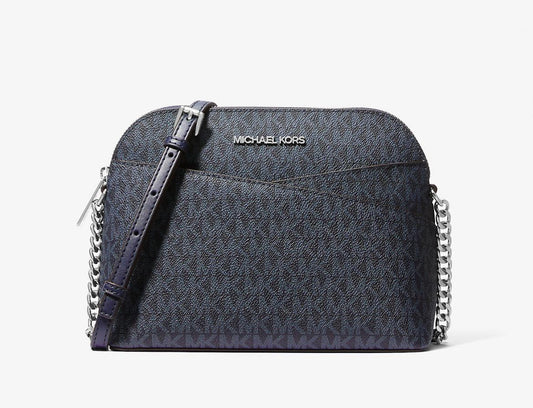 Jet Set Travel Medium Color-Block Signature Logo Crossbody Bag Black